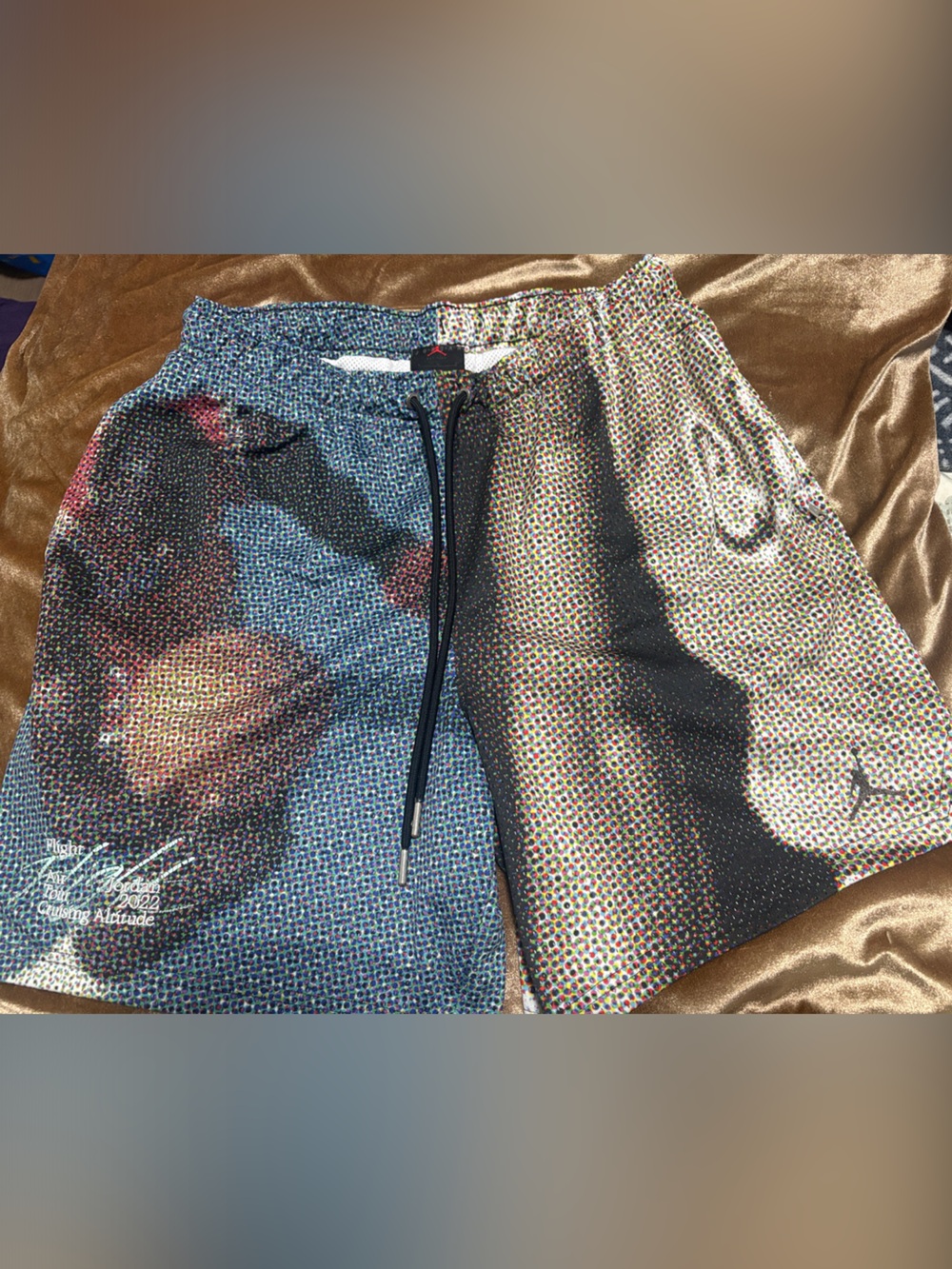 Jordan Men's Two-Tone Blue and Tan Graphic Athletic Shorts